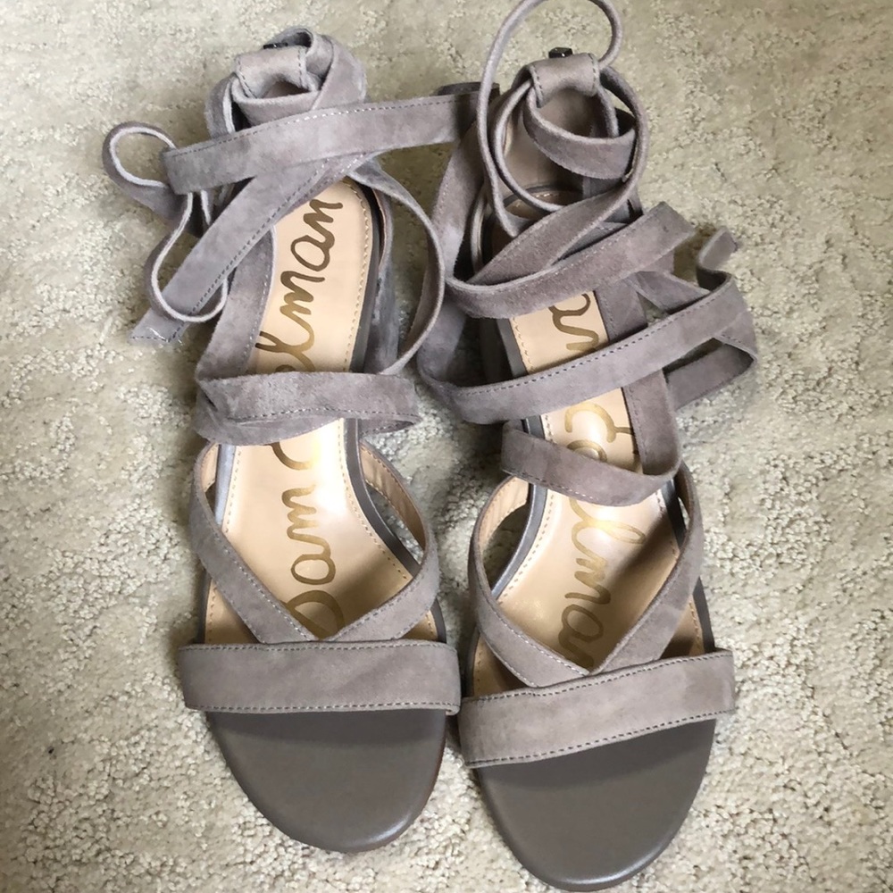 Sam Edelman Sheri Ankle Wrap Tie Suede Sandals - Picture 2 of 5